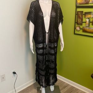 Forver 21+ black crochet duster, cover up.  Size 2X